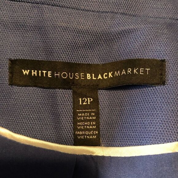 White‎ House black market blue linen blend cropped blazer - Picture 3 of 11